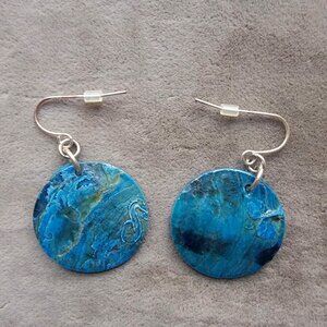 Blue Shell Dangle Earrings